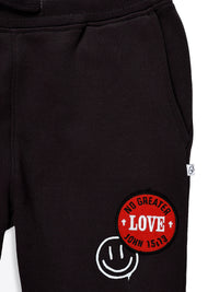 No Greater Love Vintage Washed Black Cotton Fleece Jogger