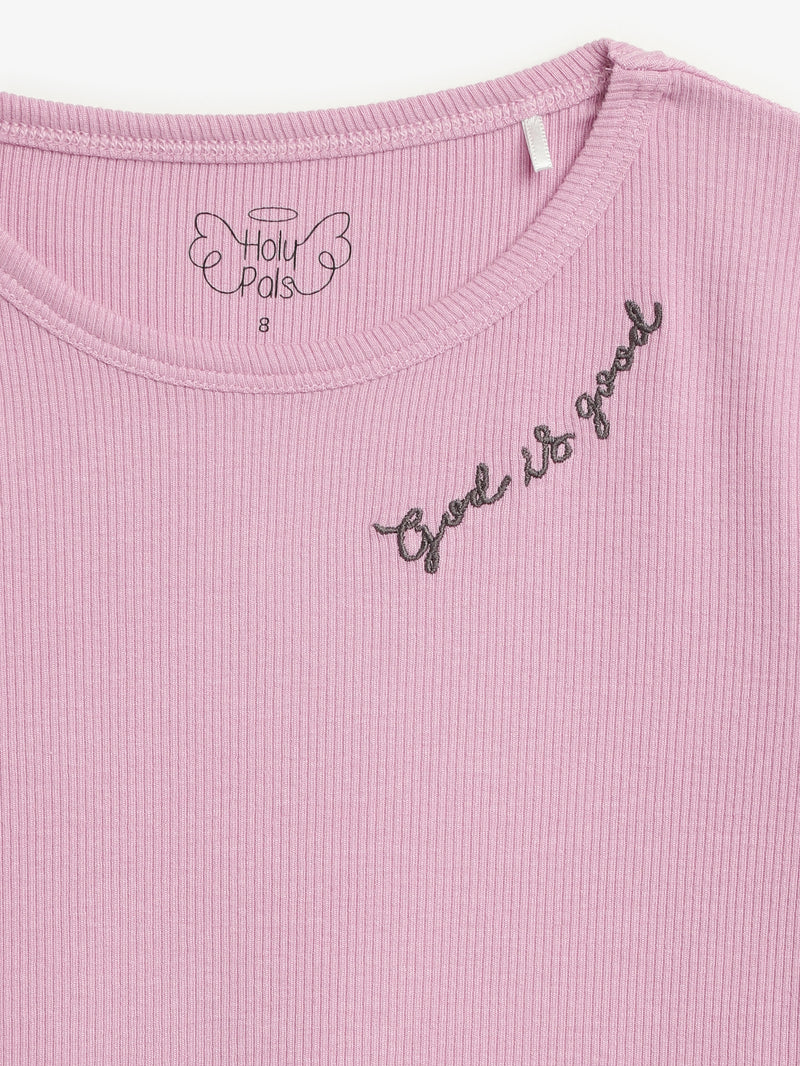 Solid Mauve PJ Long Sleeve Set Ribbed Cotton/Bamboo Blend