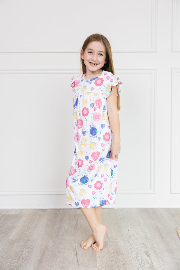 For God So Loved The World PJ Girls Nightgown Polyester