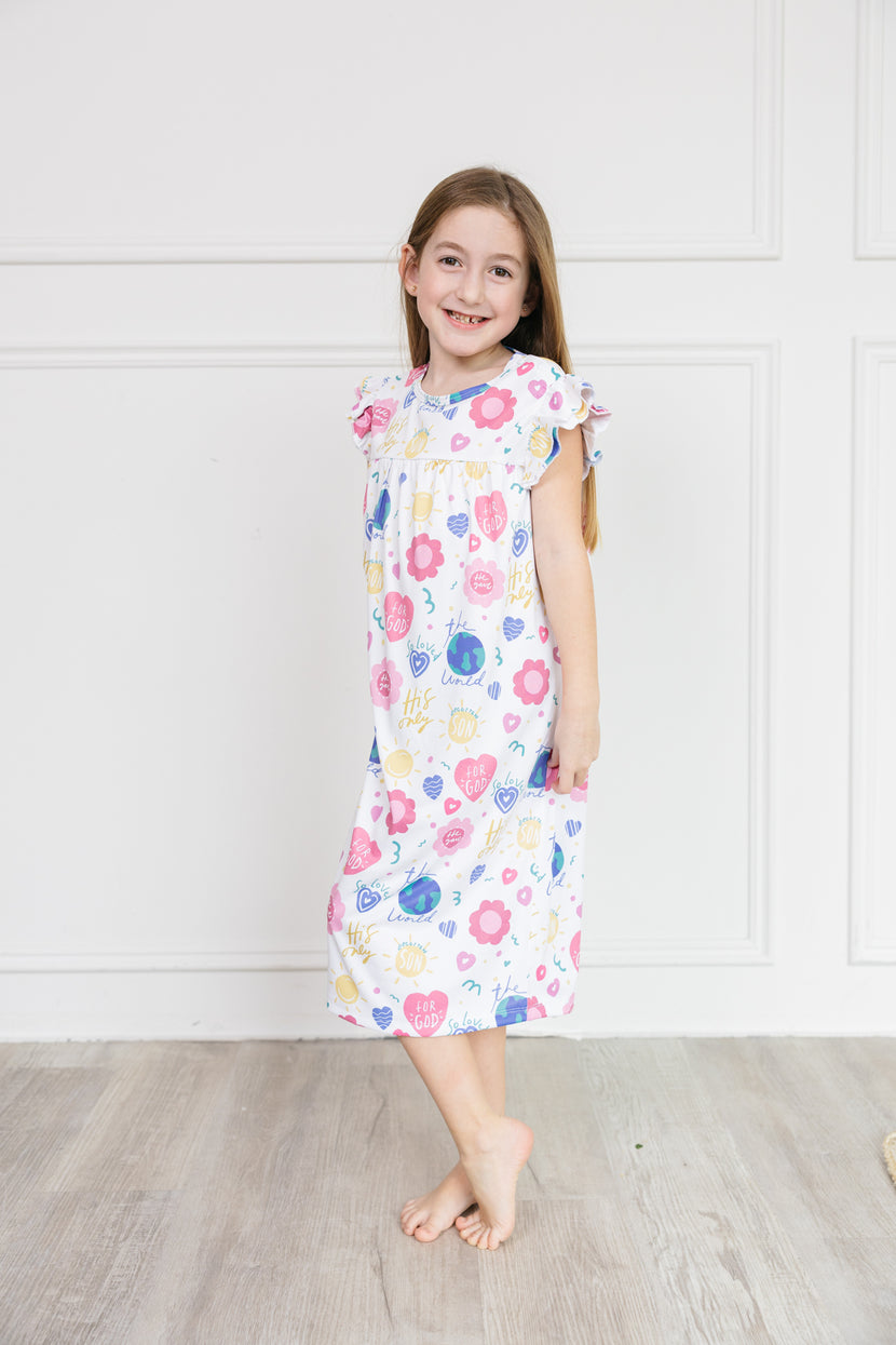 For God So Loved The World PJ Girls Nightgown Polyester