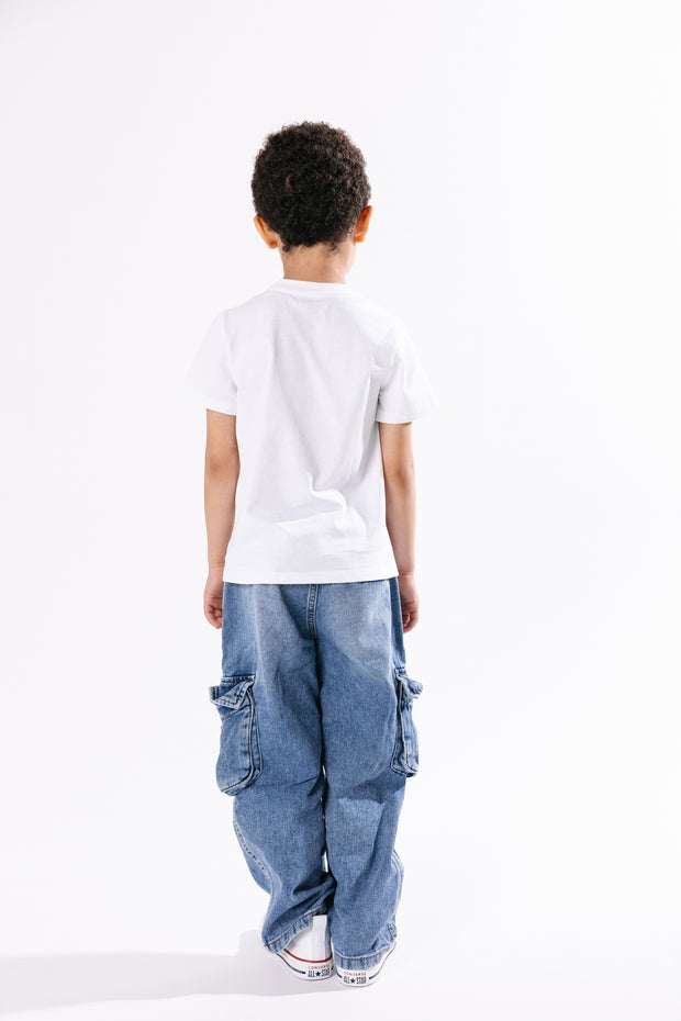 Kids White Prayer Pocket T-Shirt | Short Sleeve