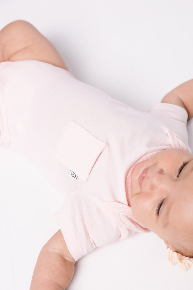 Baby Pink Prayer Pocket Bodysuit | Short Sleeve