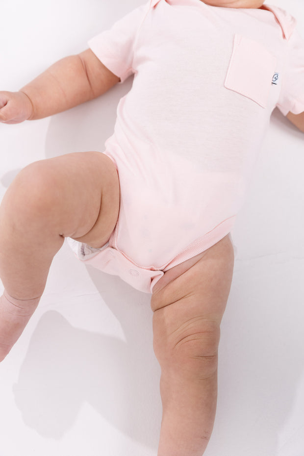 Baby Pink Prayer Pocket Bodysuit | Short Sleeve