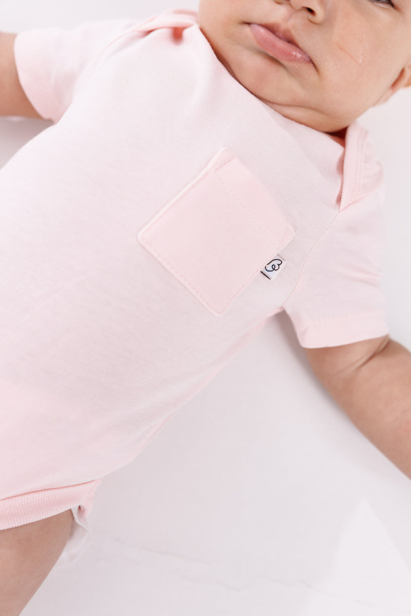 Baby Pink Prayer Pocket Bodysuit | Short Sleeve