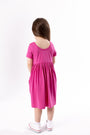 Kids Fuchsia Prayer Pocket Twirl Dress | Short Sleeve
