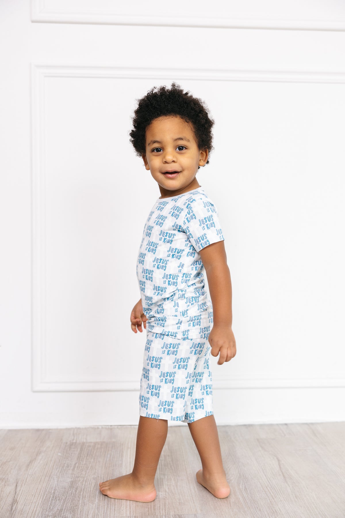 Jesus Is King Blue PJ Shorts Set Bamboo