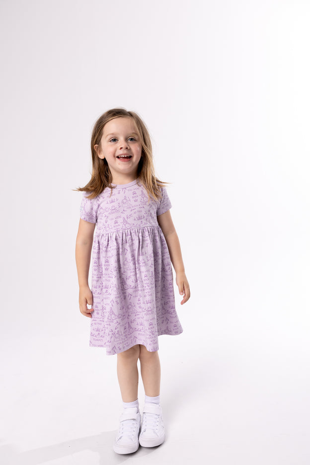 Queen Esther Lavender Twirl Dress Cotton