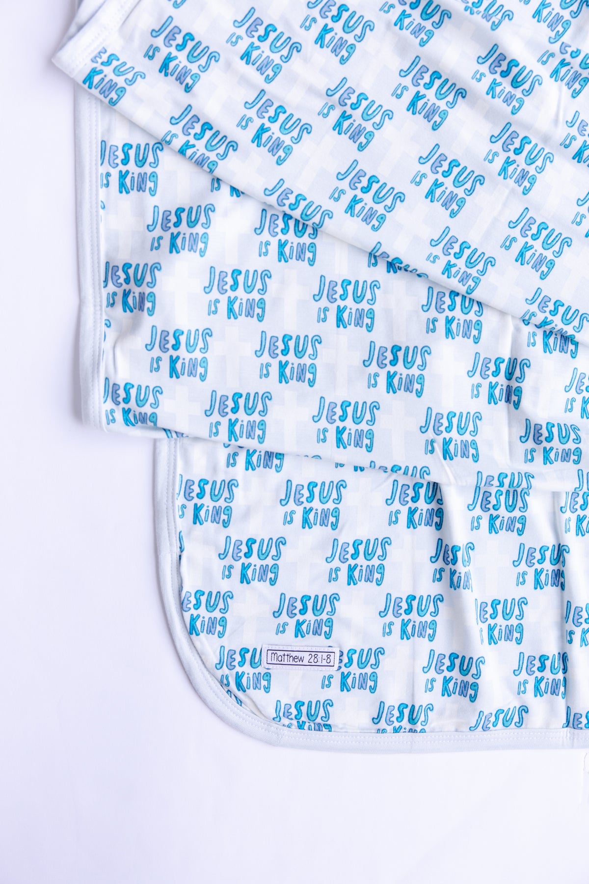 Jesus Is King Blue Swaddle Bamboo