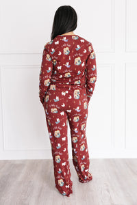 O Holy Night Burgundy Christmas Women's PJ Set Cotton