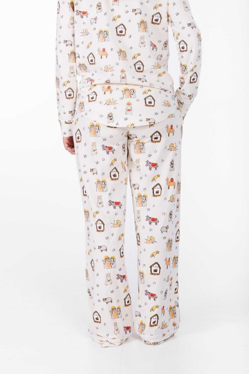 Away in a Manger Womens Notch Collar PJ Set Cotton