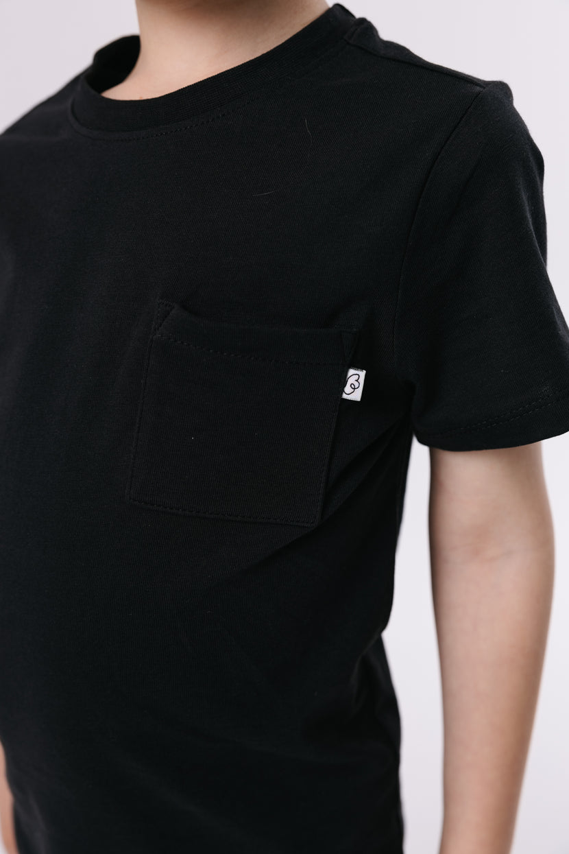 Kids Black Prayer Pocket T-Shirt | Short Sleeve