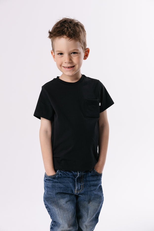 Kids Black Prayer Pocket T-Shirt | Short Sleeve