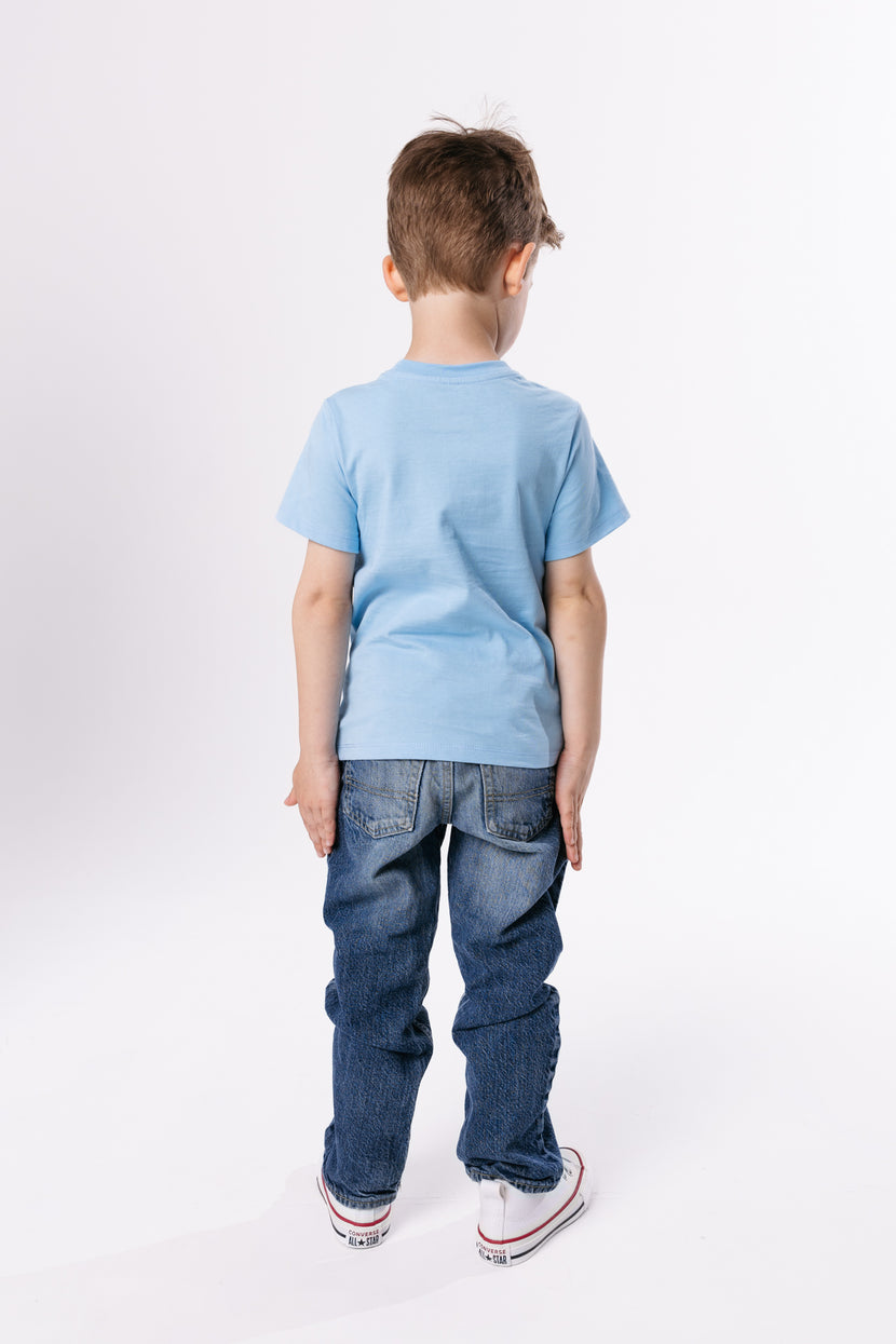 Kids Blue Prayer Pocket T-Shirt | Short Sleeve