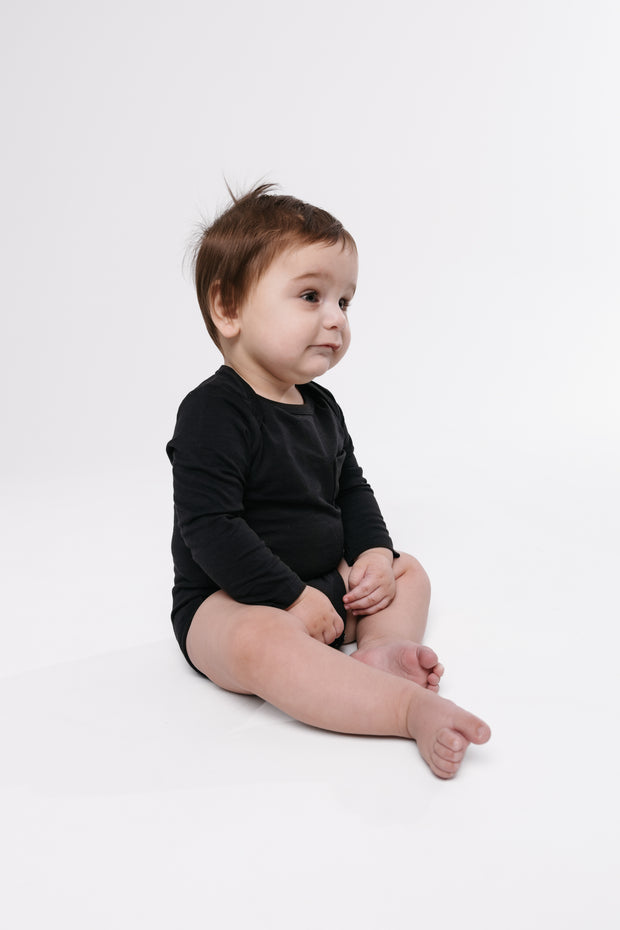 Baby Black Prayer Pocket Bodysuit | Long Sleeve