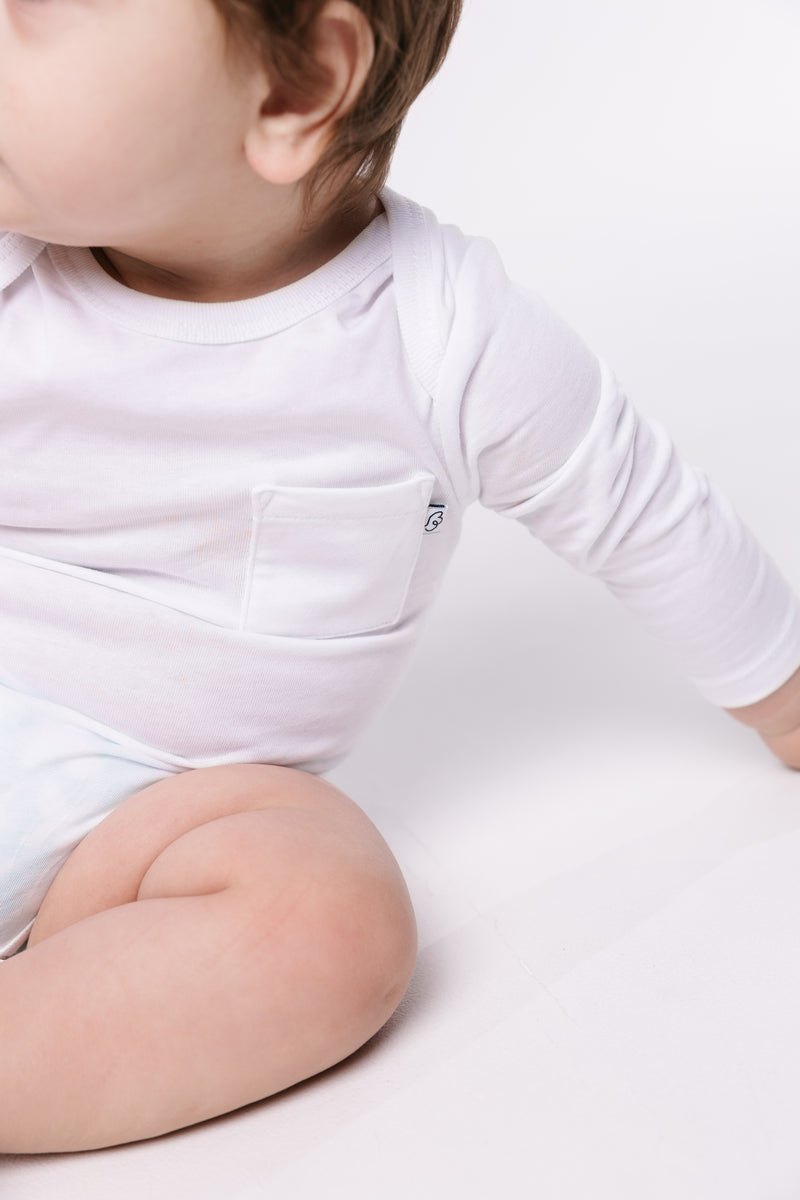 Baby White Prayer Pocket Bodysuit | Long Sleeve