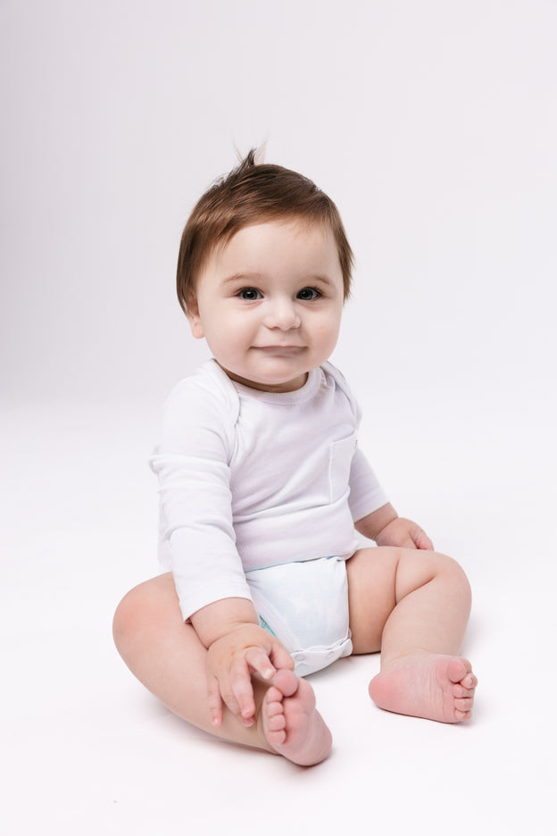 Baby White Prayer Pocket Bodysuit | Long Sleeve