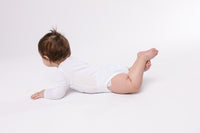 White Prayer Pocket Long Sleeve Bodysuit Cotton