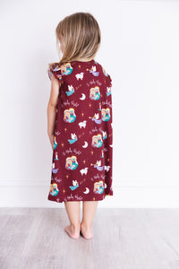 O Holy Night Burgundy Christmas PJ Girls Nightgown