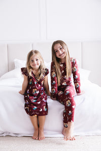 O Holy Night Burgundy Christmas PJ Girls Nightgown