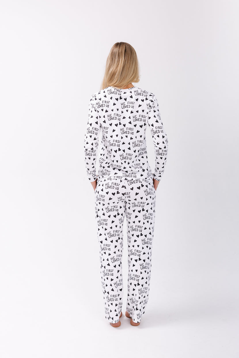 He First Loved Us Women's PJ Relaxed Set Cotton