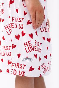 He First Loved Us Red Nightgown Polyester