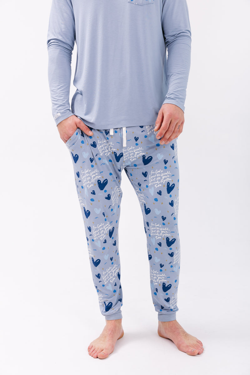 John 3:16 Blue Men's PJ Set Bamboo