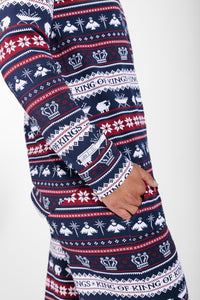 King of Kings Midnight Blue Womens PJ Notch Collar Set Cotton