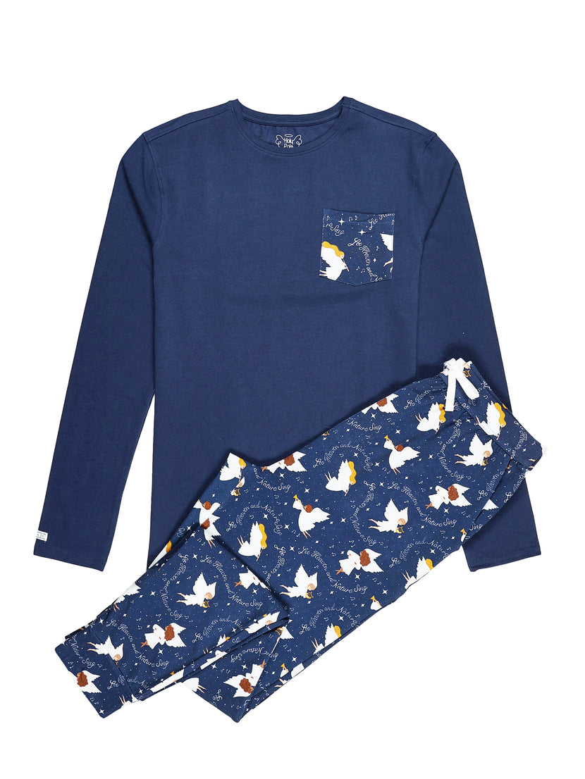 Heaven & Nature Sing PJ Mens Long Sleeve Jogger Set Cotton