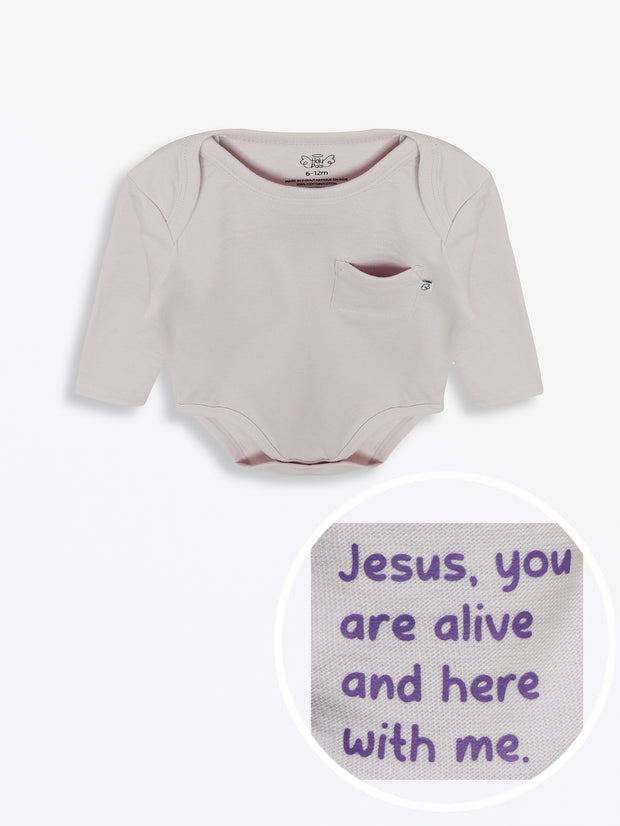 Baby Orchid Prayer Pocket Bodysuit | Long Sleeve