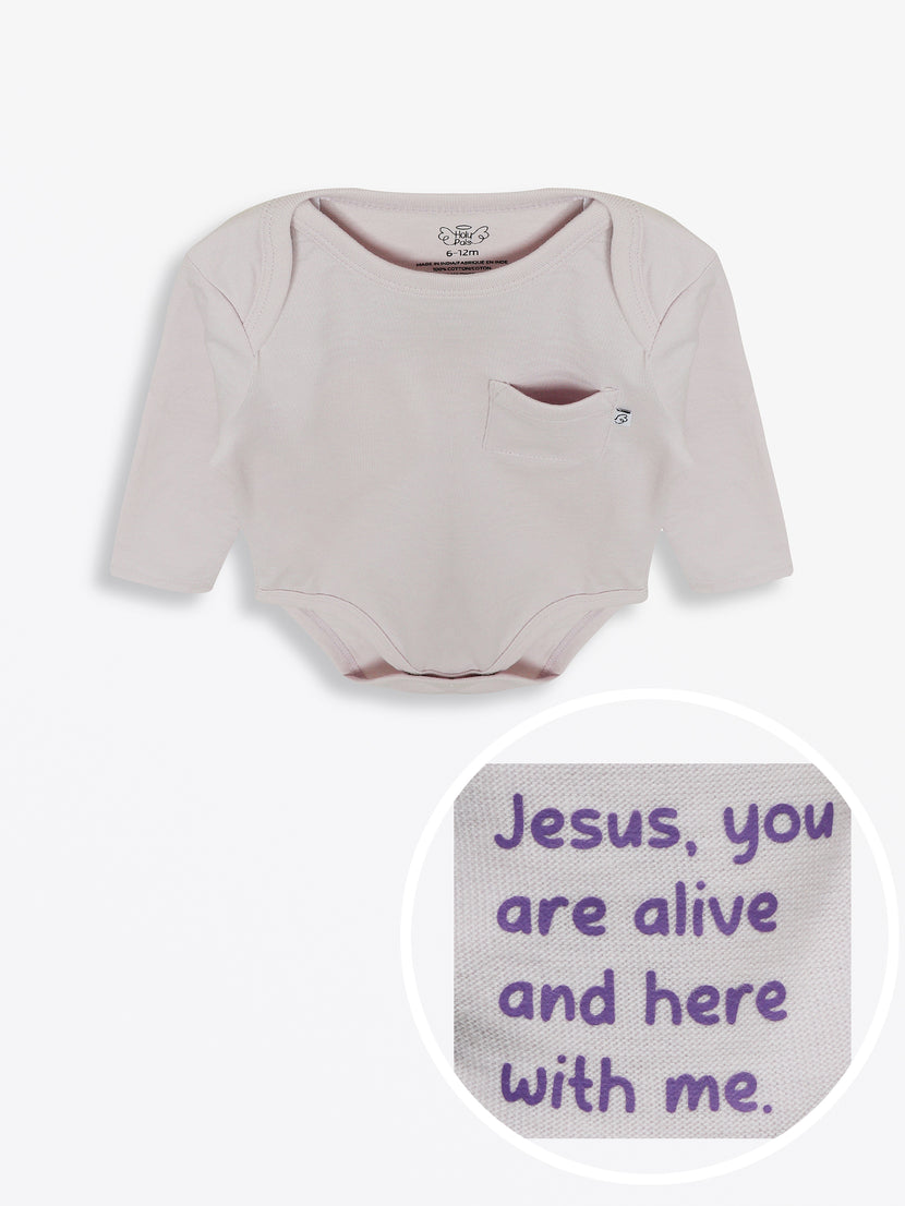 Baby Orchid Prayer Pocket Bodysuit | Long Sleeve