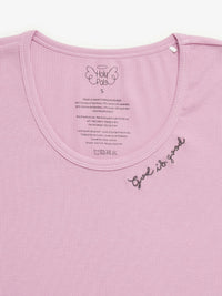 Solid Mauve Womens PJ Jogger Set Ribbed Cotton/Bamboo Blend