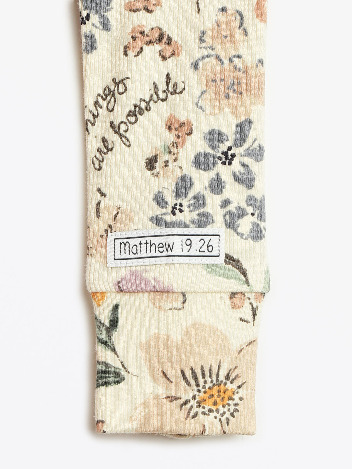 All Things Are Possible Footed Onesie PJ Ribbed Cotton/Bamboo Blend