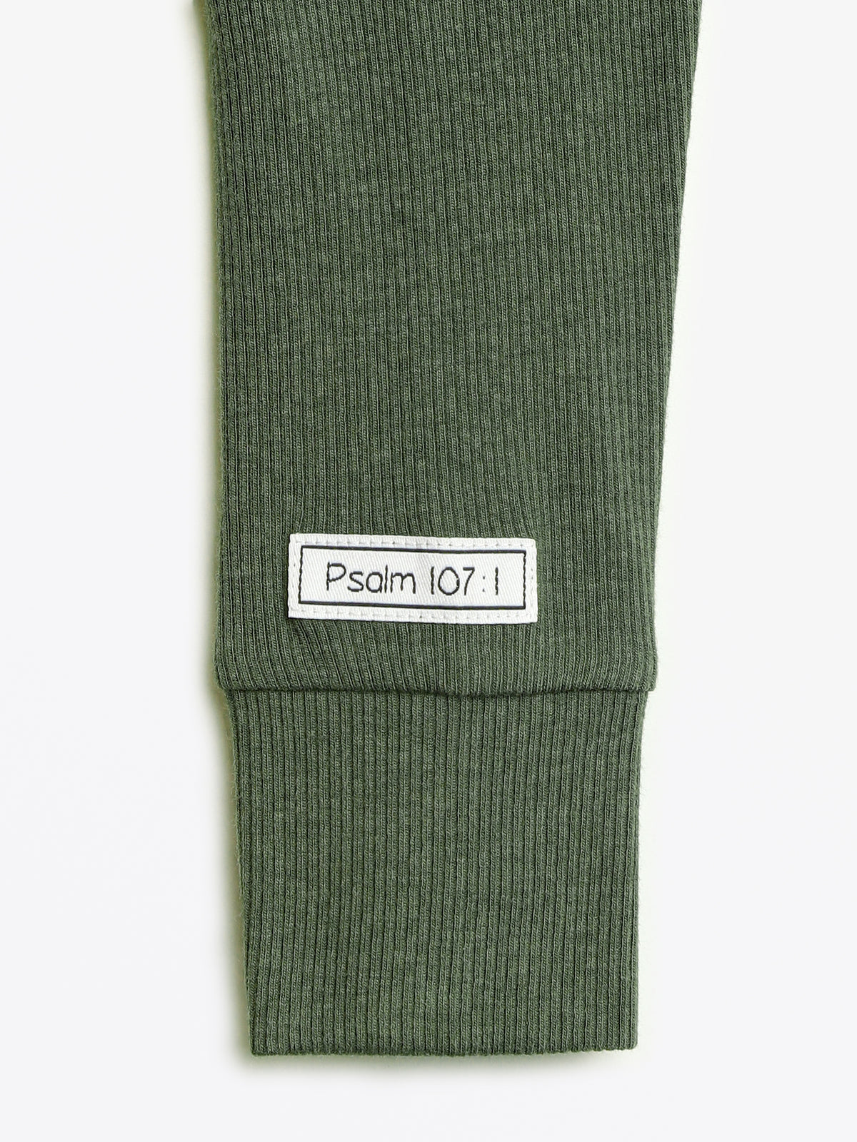 Solid Olive PJ Footed Onesie Ribbed Cotton/Bamboo Blend