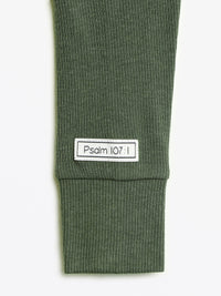 Solid Olive PJ Footed Onesie Ribbed Cotton/Bamboo Blend