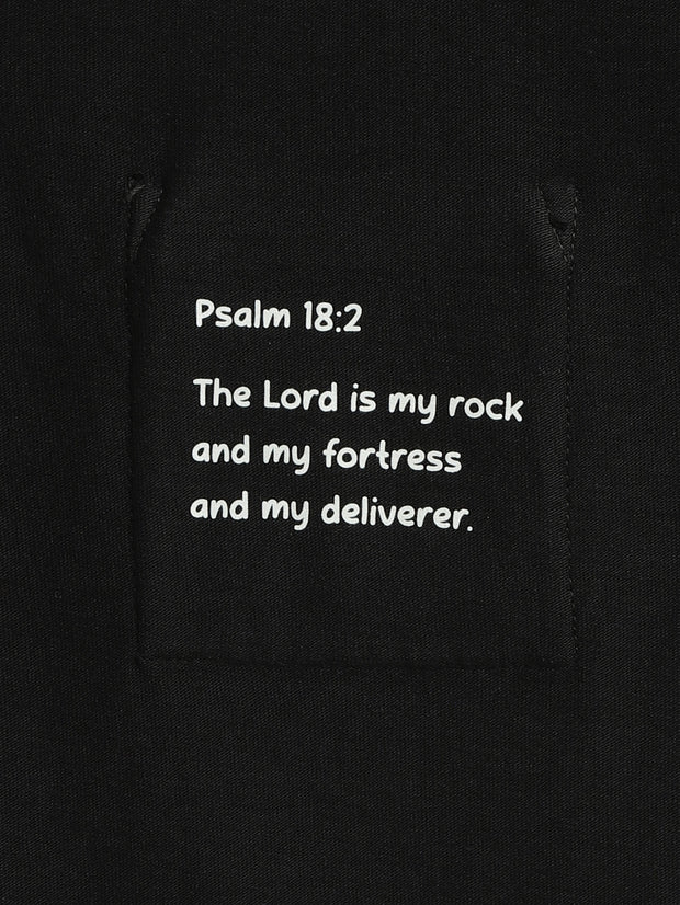 Kids Black Prayer Pocket T-Shirt | Long Sleeve