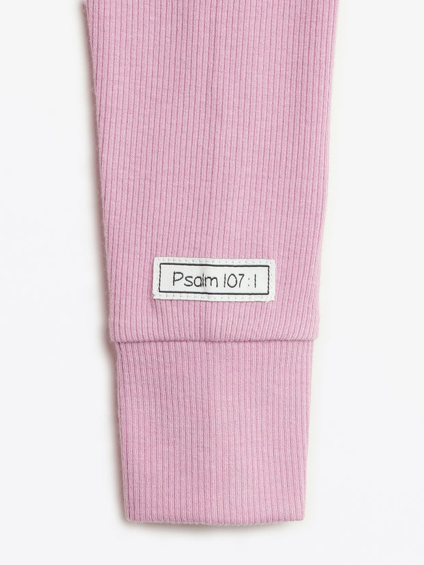 Solid Mauve PJ Footed Onesie Ribbed Cotton-Bamboo Blend