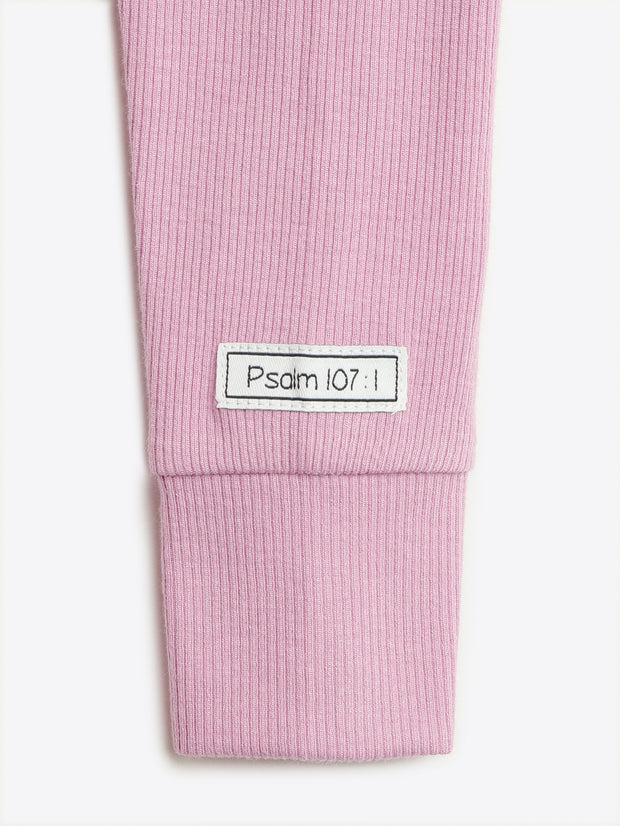 Solid Mauve PJ Footless Onesie Ribbed Cotton-Bamboo Blend
