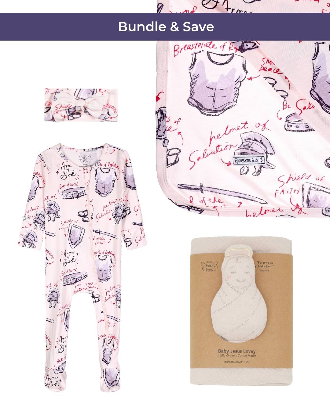 Blessed Beginnings Baby Girl Bundle - Armor of God Pink