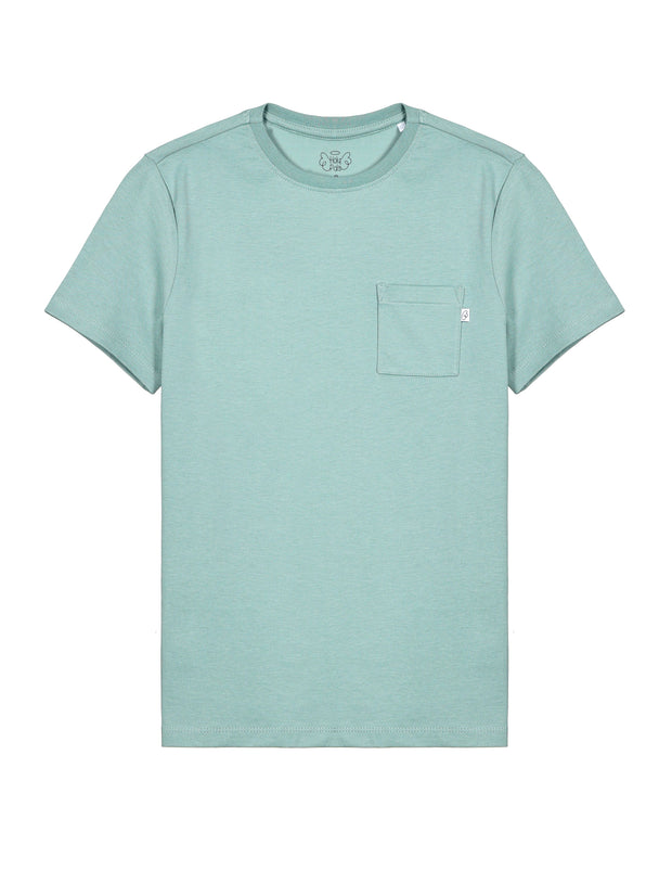 Kids Solid Teal Prayer Pocket T-Shirt Cotton | Short Sleeve
