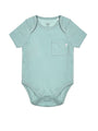 Baby Solid Teal Prayer Pocket Bodysuit Cotton | Short Sleeve