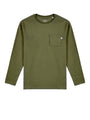 Kids Solid Olive Prayer Pocket T-Shirt Cotton | Long Sleeve