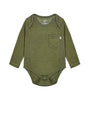 Baby Solid Olive Prayer Pocket Bodysuit Cotton | Long Sleeve