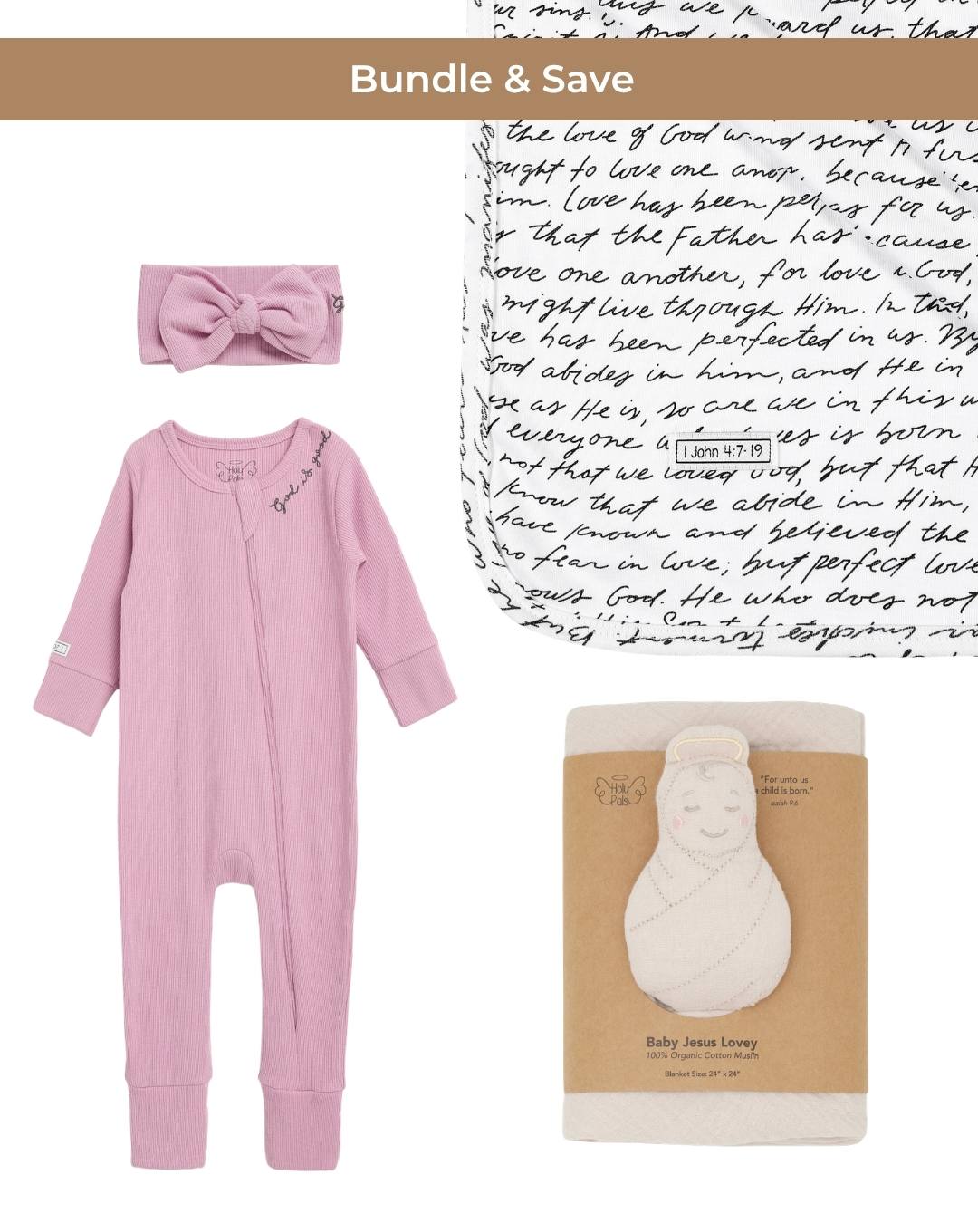 Blessed Beginnings Baby Girl Bundle - God is Good Mauve