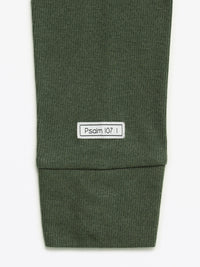 Solid Olive Womens PJ Jogger Set Ribbed Cotton/Bamboo Blend