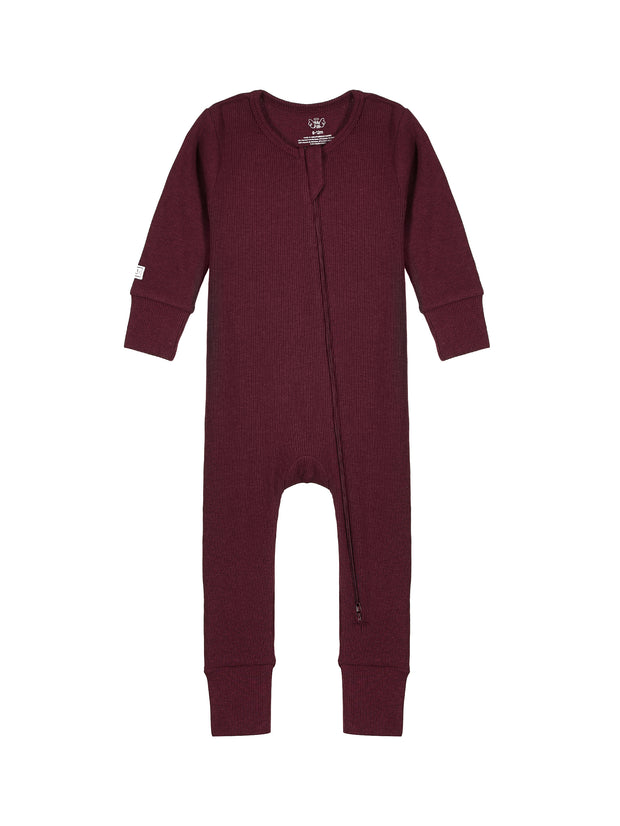 God's Got My Back Fig PJ Footless Onesie Ribbed Cotton-Bamboo Blend