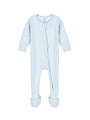 God's Got My Back Blue PJ Footed Onesie Ribbed Cotton-Bamboo Blend