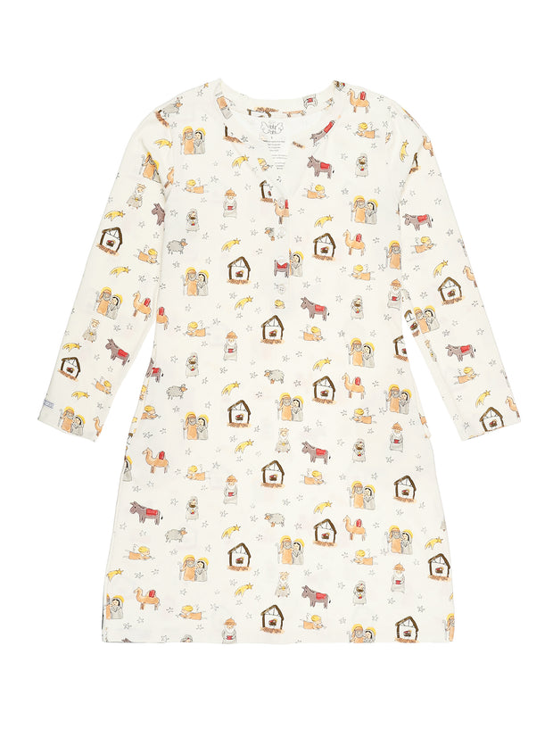 Away in a Manger Womens PJ Nightgown Cotton
