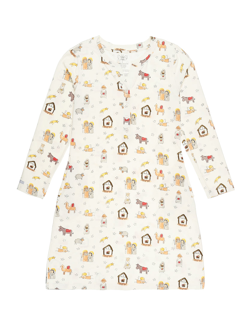 Away in a Manger Womens PJ Nightgown Cotton