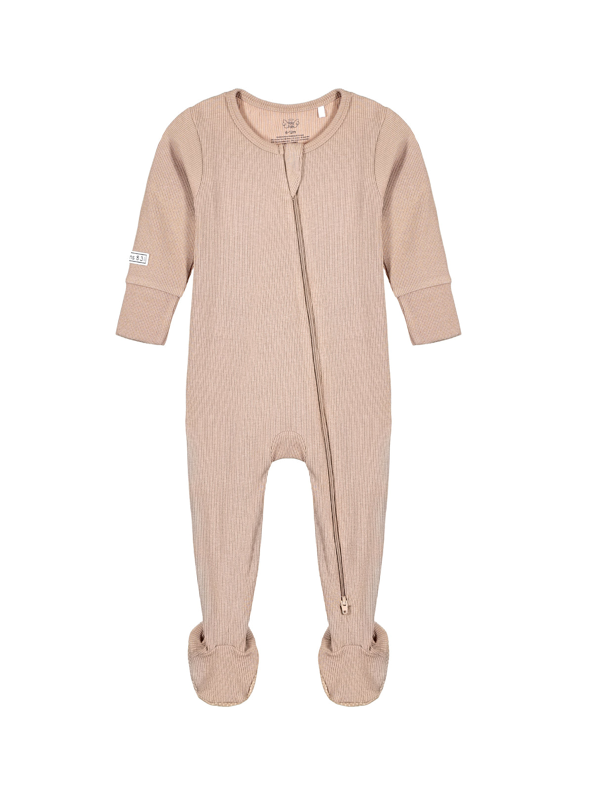 God's Got My Back Beige PJ Footed Onesie Ribbed Cotton-Bamboo Blend