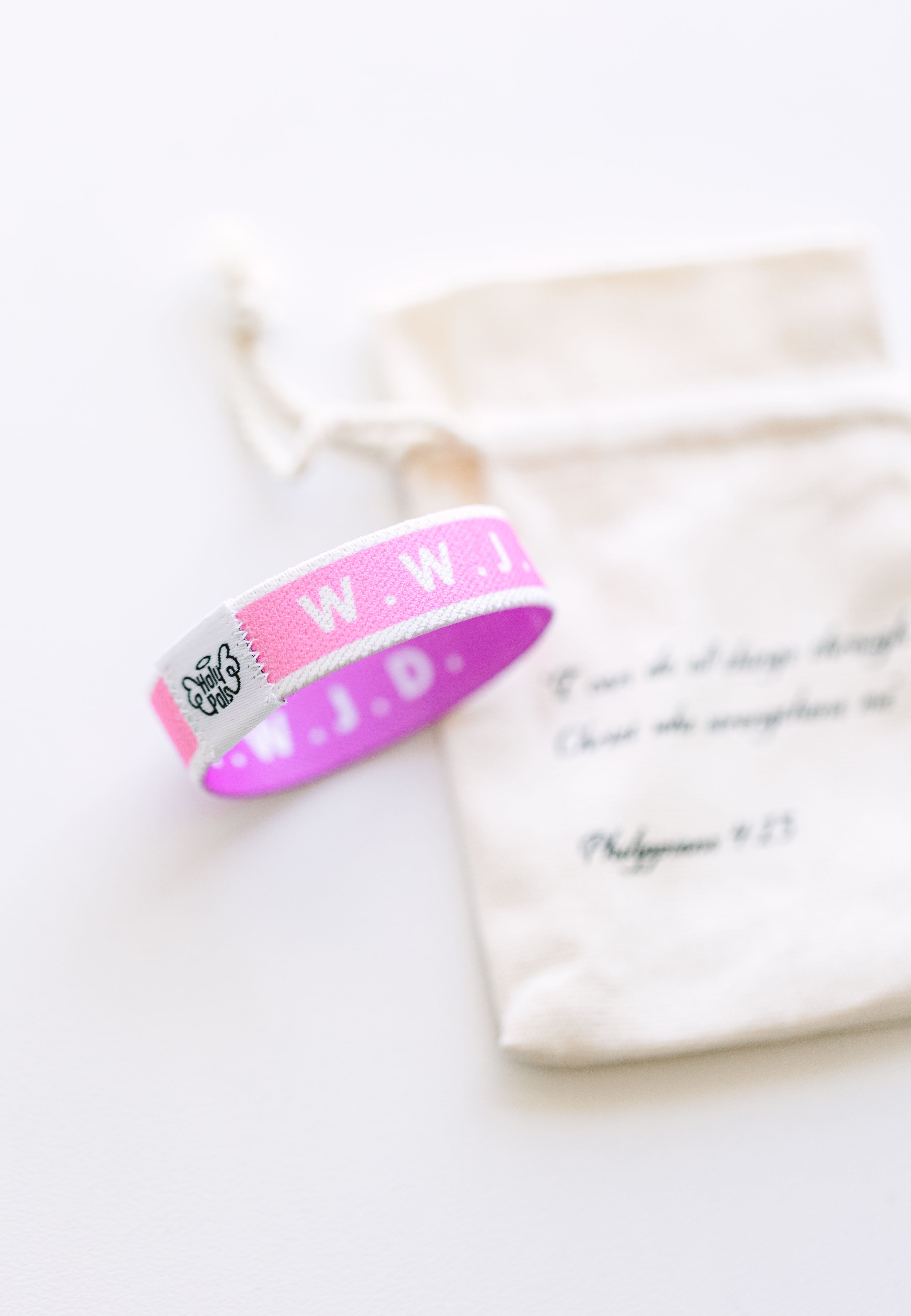 WWJD Purple Reversible Elastic Fabric Bracelet – Holy Pals